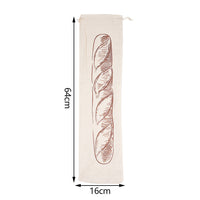 Reusable Linen Bread Bag, Drawstring Toast and Baguette Storage Bag