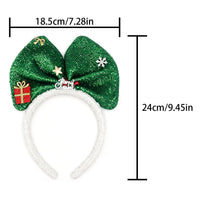 Christmas Glitter Bow Headband with Plush Holiday Decoration