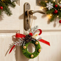 Handmade Crochet Christmas Wreath Ornament Mini Santa Snowman Pinecone Hanging Decoration
