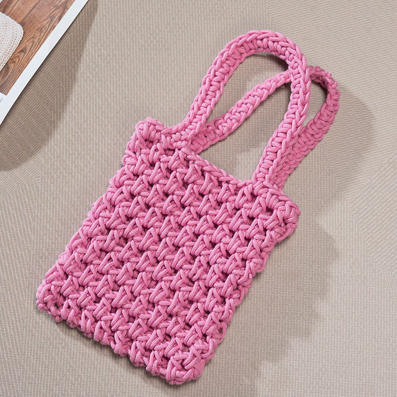 Cotton Rope Crochet Tote Bag – Handmade Woven Shoulder Bag for Summer, Beach, Shopping & Everyday Use