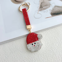 Rhinestone Christmas Keychain Santa Hat Snowman Sparkling Holiday Bag Charm