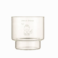 400ml Glass Tumbler – Clear Raised Base Drinking Cup with Cute Bear Design