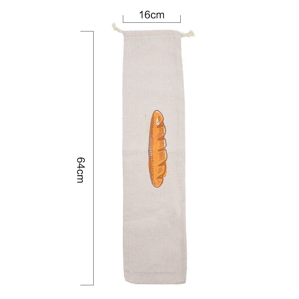 Reusable Linen Bread Bag, Drawstring Toast and Baguette Storage Bag