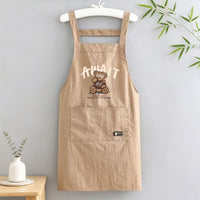 Cute Bear Print Kitchen Apron – Women’s Bib Apron with Pocket, Casual Cooking Baking Apron for Kitchen, Cleaning & Home Use