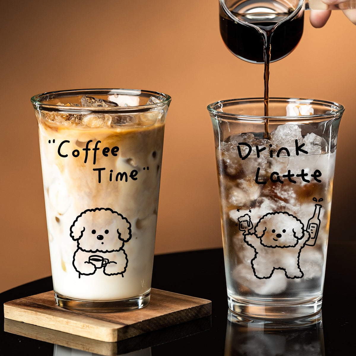 Cute Cartoon Dog Glass Cup – 350ml Coffee & Latte Drinking Cup