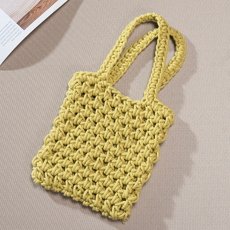 Cotton Rope Crochet Tote Bag – Handmade Woven Shoulder Bag for Summer, Beach, Shopping & Everyday Use