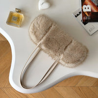 Plush Faux Fur Shoulder Bag with Long Handles in Four Colors