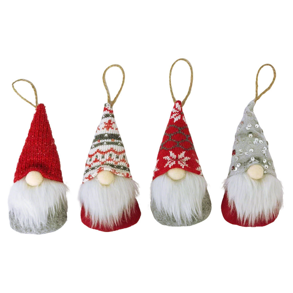 Christmas Gnome Hanging Ornament Set Plush Faceless Santa Decorations