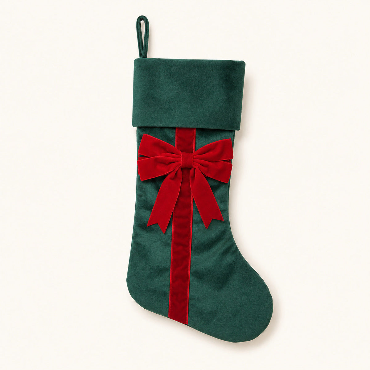 45cm Velvet Christmas Stocking with Bow