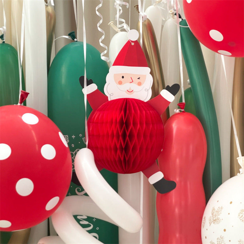 Christmas Honeycomb Paper Hanging Ornament Santa Snowman Festive Party Decoration