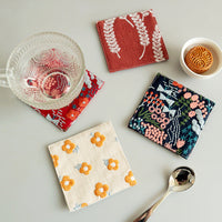 Embroidered Linen Coaster, Heat Resistant Coffee Cup Mat