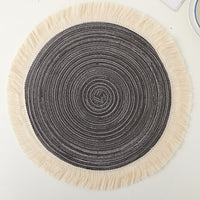 Round Cotton Tassel Placemat, Farmhouse Dining Table Mat