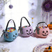 Halloween Pumpkin Candy Bucket, Soft Fabric Trick-or-Treat Bag with Bow
