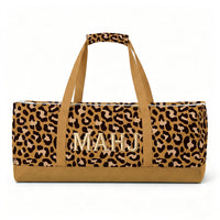 Premium Leopard Mahjong Organizer Bag – Large Canvas Carrying Tote with Zipper