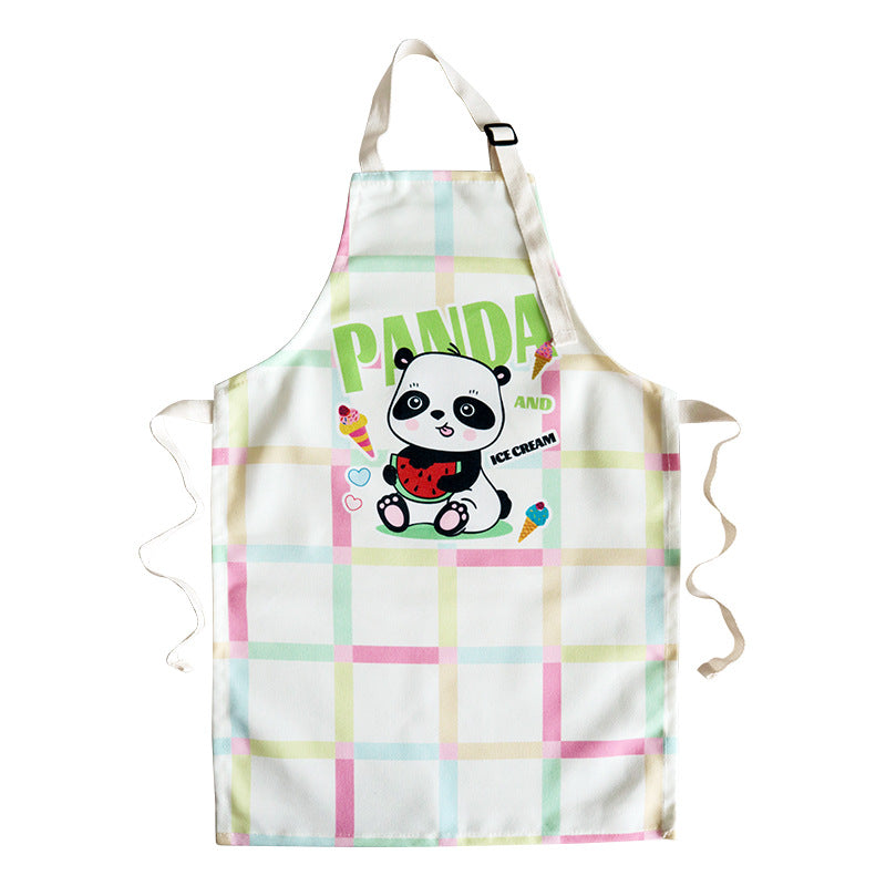 Heavy Duty Canvas Kids Apron, Panda Print Children's Cooking & Craft Apron