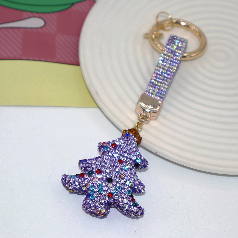 Christmas Tree Rhinestone Keychain Festive Bag Charm Accessory