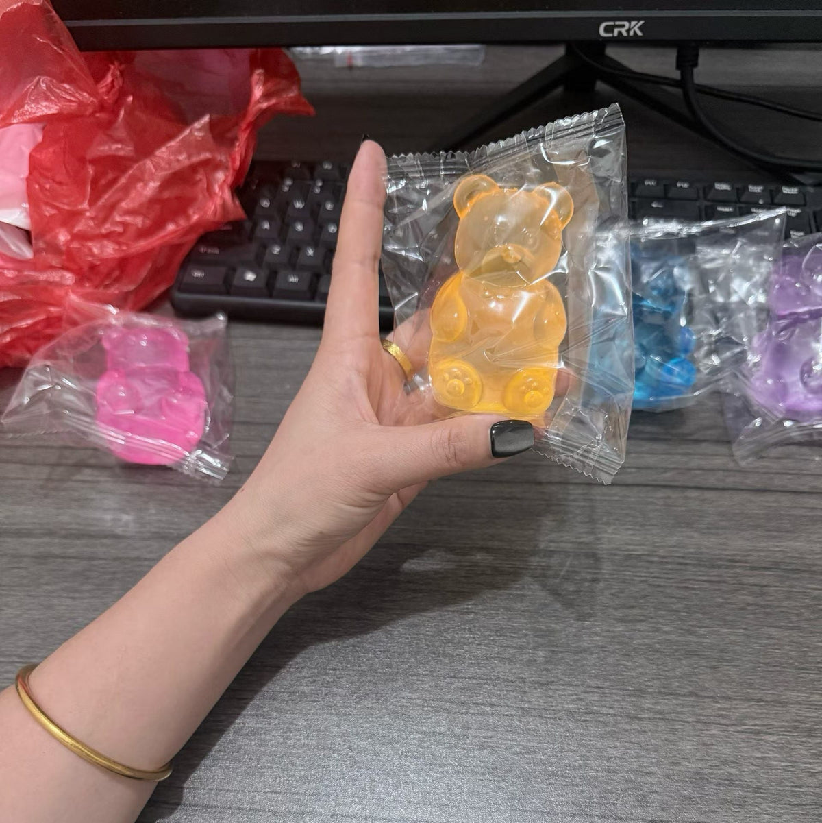 Malt Syrup Bear Squishy Toy – Transparent Jelly Stress Relief Fidget Toy