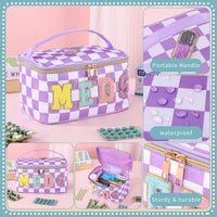 Waterproof Checkered Organizer Case with Handle for First Aid Supplies, Travel, Home & Daily Essentials