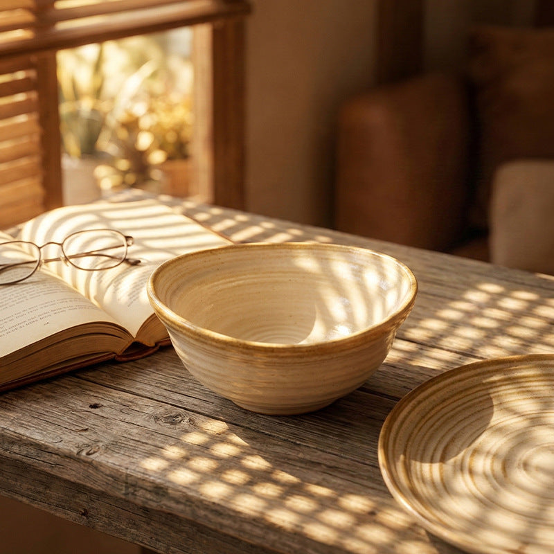 Clay Rice Bowl, 300 ml Rustic Glazed Earthenware Soup Bowl, Small Serving Bowl