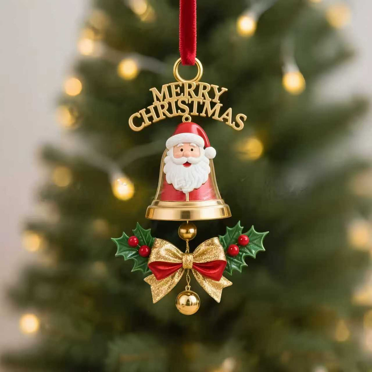 Christmas Acrylic Hanging Ornament Santa Claus Wreath Bell Holiday Tree Decoration