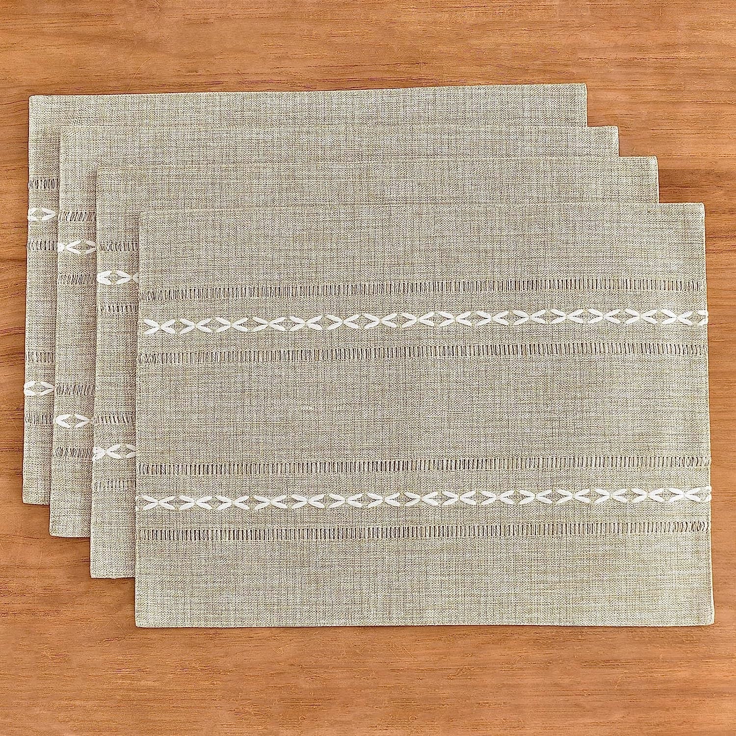 Woven Cotton Linen Placemat, Natural Heat-Resistant Table Mat for Coffee, Tea and Dining