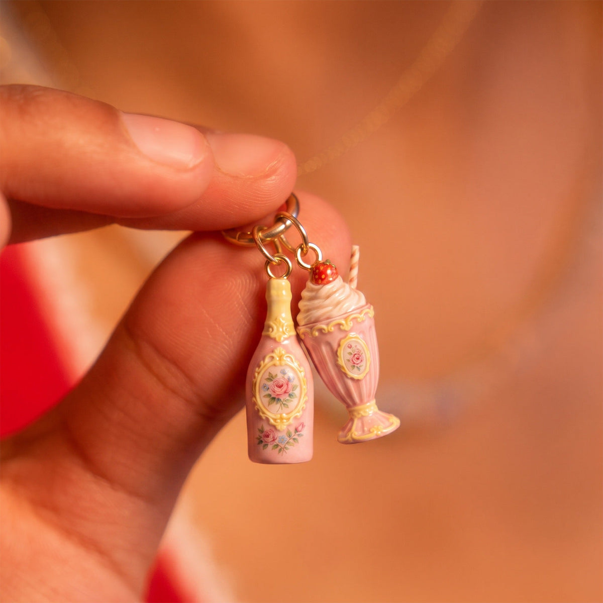 Vintage Floral Charms for DIY Jewelry with Complimentary Heart Clasp Necklace
