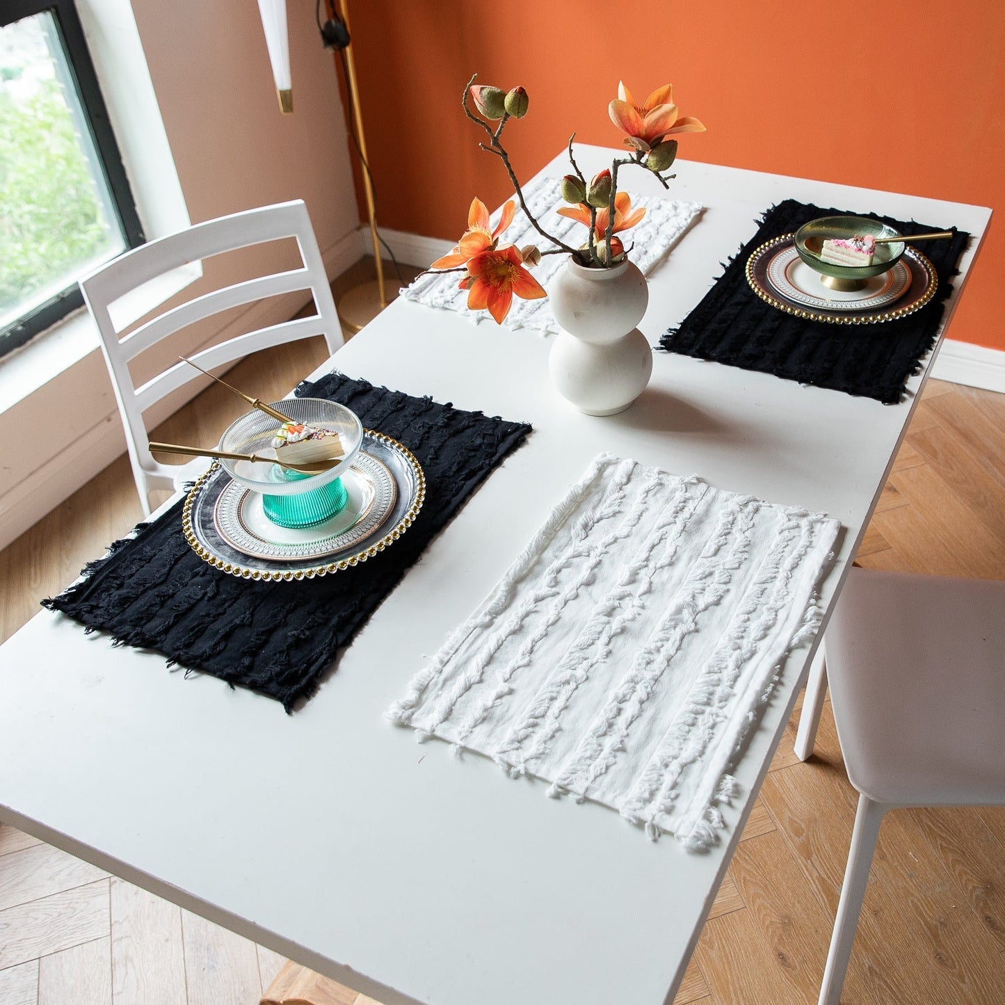 Vintage French Placemat, Cotton Linen Dining Mat and Coaster
