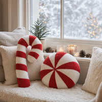 Christmas Candy Cane and Peppermint Throw Pillows