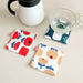 Floral Fabric Coaster – Square Polyester Cup Mat for Dining Table & Kitchen Decor