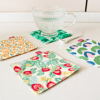 Double-Layer Floral Fabric Coaster, Square Mug Mat & Table Protector