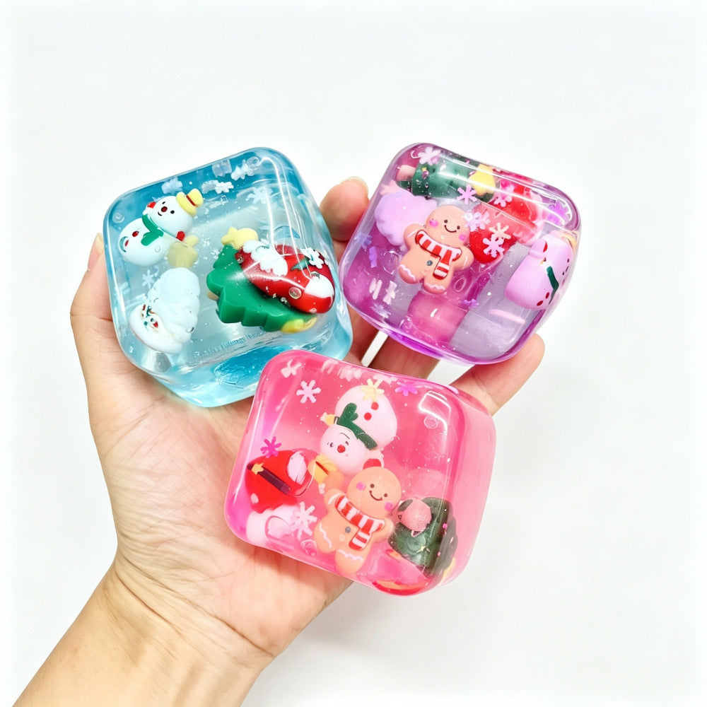 Christmas  Squishy Toy – 5.5CM Cute Holiday Sensory Squeeze Block with Mini Christmas Figures, Soft Stress Relief Fidget Toy