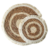 Woven Seagrass Trivet with Tassels, Round Heat Resistant Placemat & Plate Mat