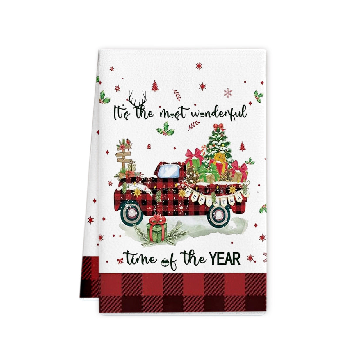 Christmas Microfiber Kitchen Towel Festive Holiday Tree Print Absorbent Dish Drying Cloth