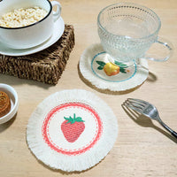 Fresh Floral Tassel Coaster, Round Fabric Mug Mat & Heat Resistant Table Protector