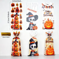 100-Pack Halloween Treat Bags – 3 Assorted Designs, Clear Plastic Candy Bags