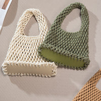 Cotton Rope Crochet Tote Bag – Handmade Woven Shoulder Bag with Inner Lining for Beach, Shopping, Summer & Everyday Use