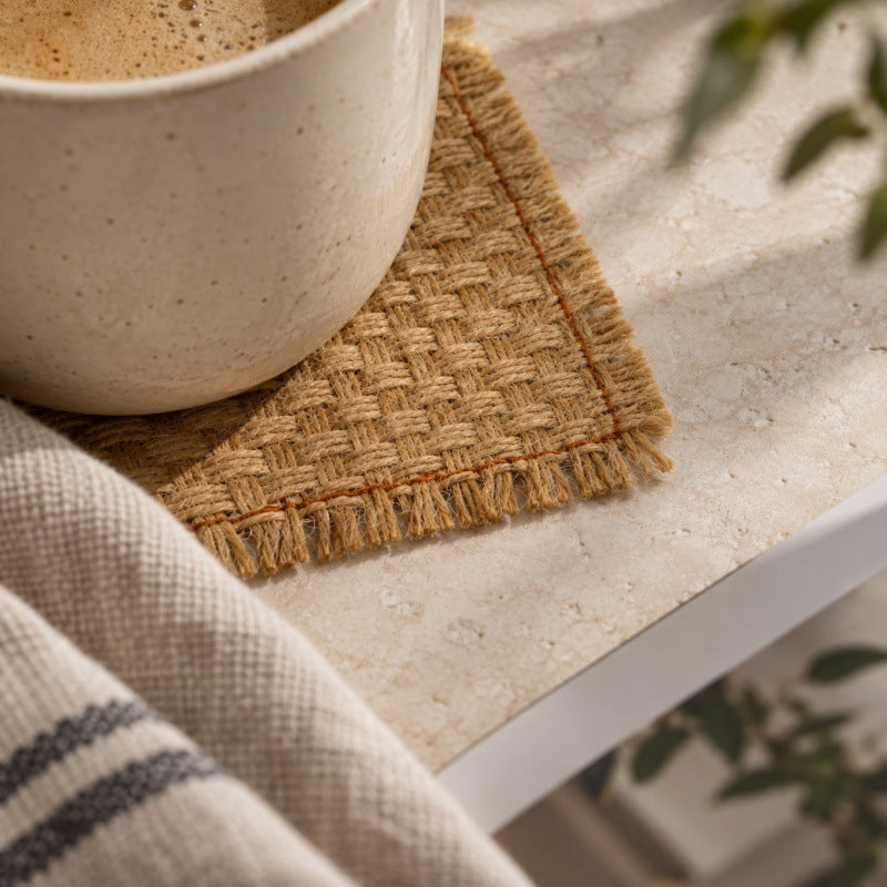 Woven Cotton Coaster Set（4Pc） – Square Rustic Drink Mats