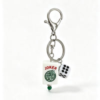 Mahjong Joker Tile and Dice Resin Keychain – Game Lover Bag Charm