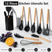 12-Piece Silicone Kitchen Utensil Set with Wooden Handles for Nonstick Cookware