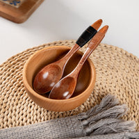 Nanmu Wood Dessert Spoon with Cord Wrapped Handle