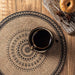 15-Inch Round Jute Placemat – Boho Mandala Printed Table Mat with Fringe, Rustic Farmhouse Dining Décor