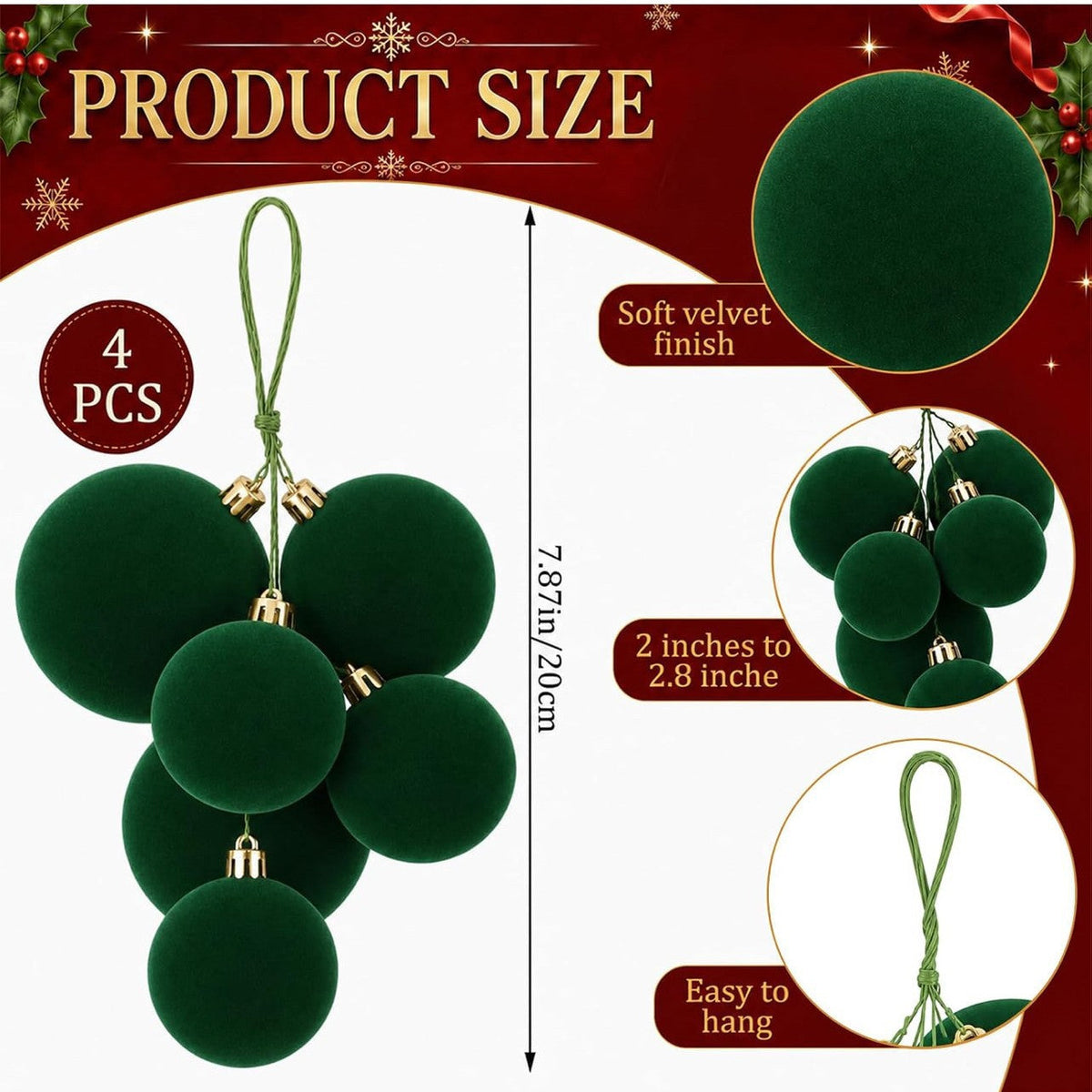 Christmas Velvet Pom Pom Cluster Ornament Hanging Ball Decoration