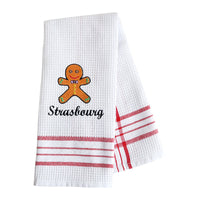Christmas Embroidered Waffle Tea Towel, Nordic Cotton Fabric Napkin