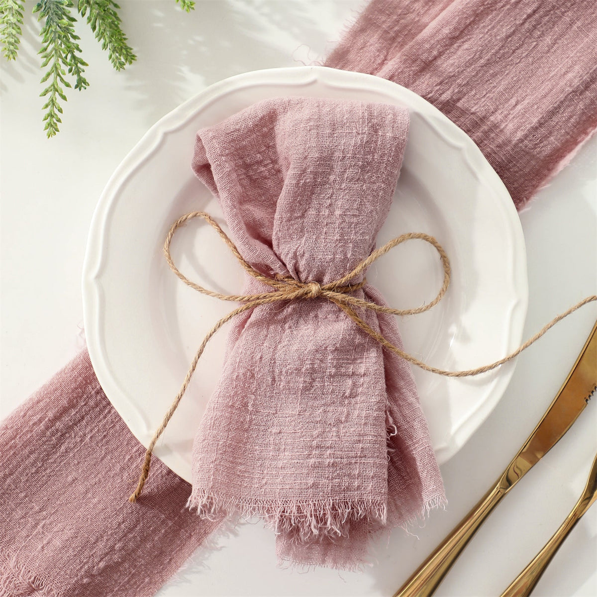 Fringed Cotton Napkins for Rustic Table Settings and Elegant Gatherings, 42 x 42 cm