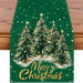 Christmas Tree Table Runner – Linen Holiday Table Decor with Merry Christmas Print, Festive Dining Table Runner for Christmas Party & Home Decoration