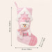 Pink Sequin Christmas Stocking Gift Bag with Plush Holiday Characters