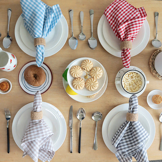 Check Cotton Napkin, Square Table Linen Placemat & Dinner Napkin