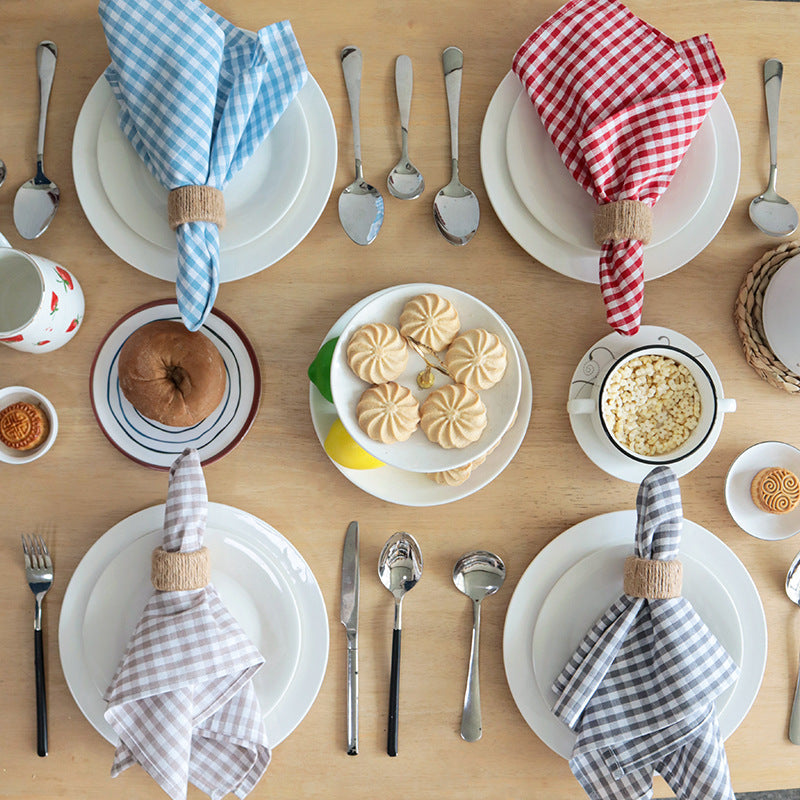 Check Cotton Napkin, Square Table Linen Placemat & Dinner Napkin
