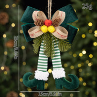 Christmas Elf Legs Hanging Ornament Plaid Bow Striped Holiday Tree Decoration