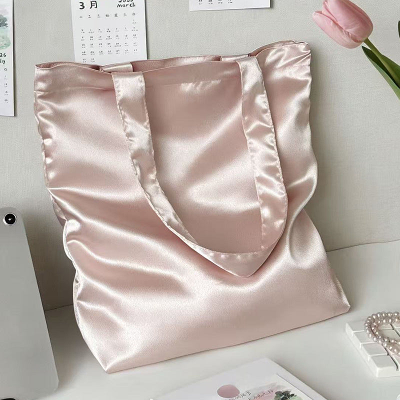 Satin Finish Polyester Tote Bag with Double Shoulder Handles